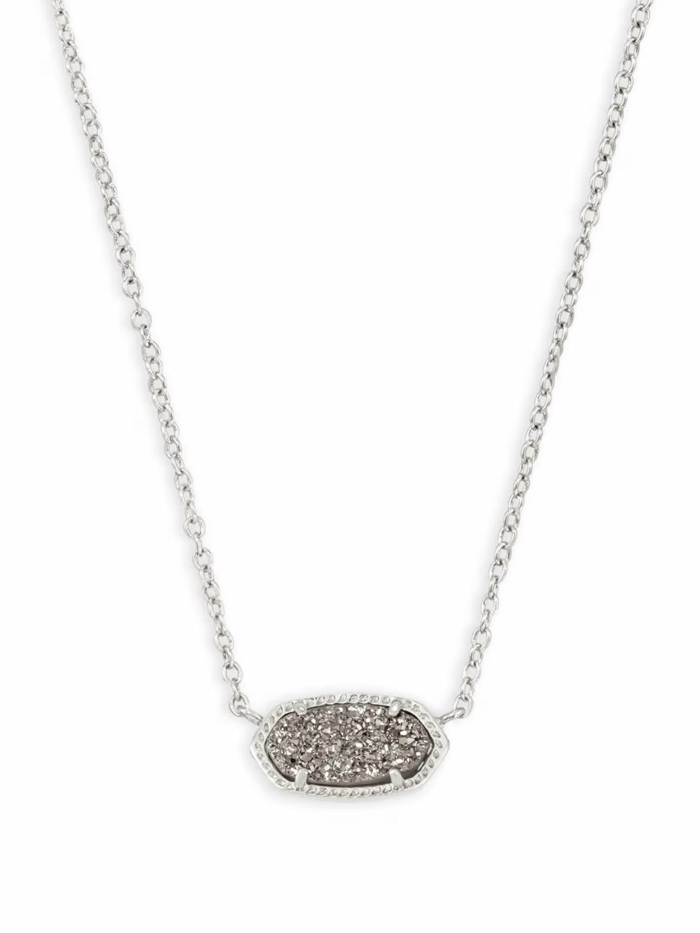 Elisa silver extended length pendant necklace in platinum drusy